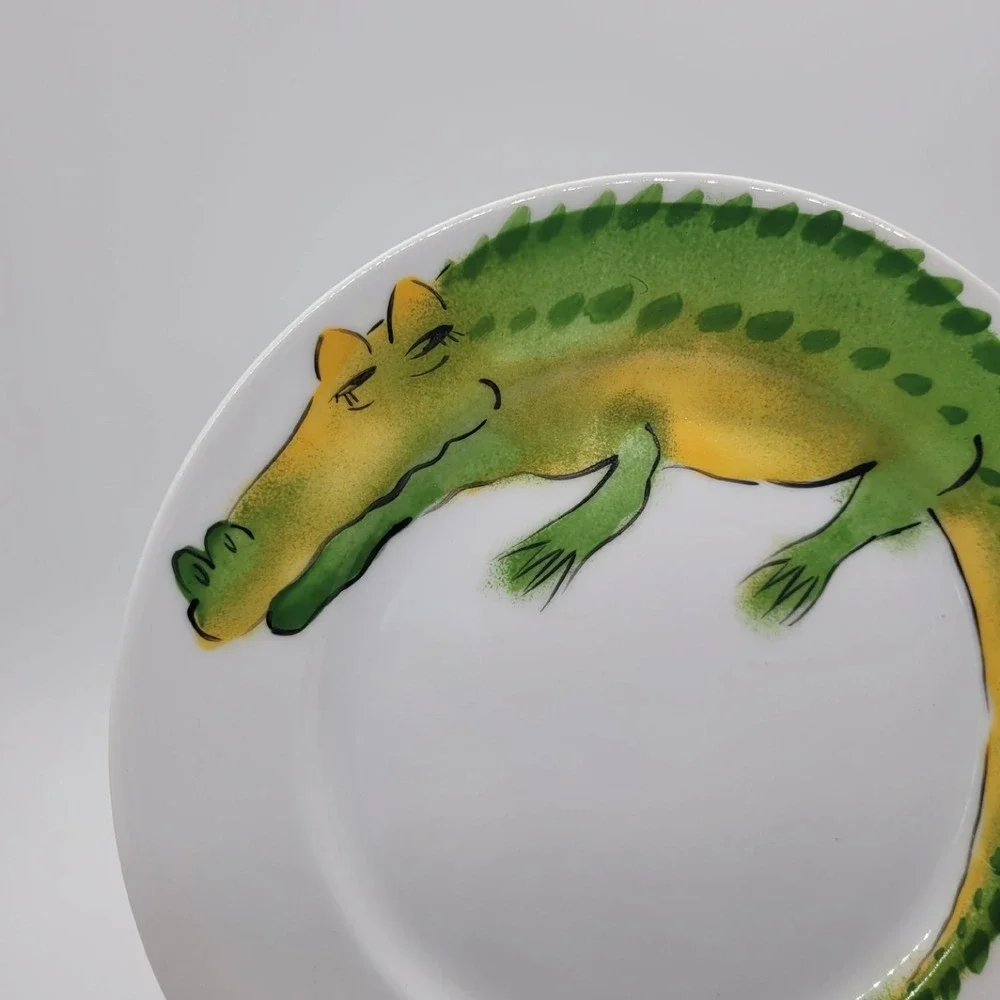 Helina Tilk hand‎ Painted Crocodile Alligator Ceramic Plate Made in Estonia 7.5